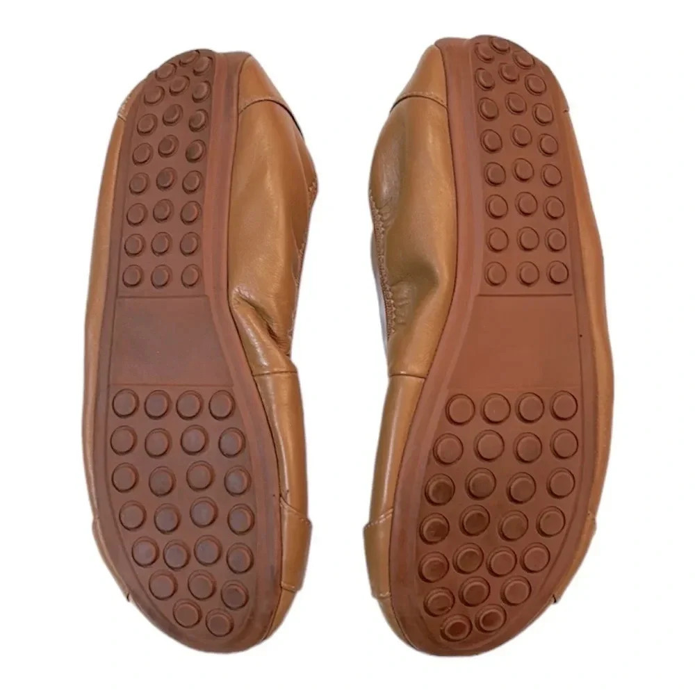 Adam Tucker by Me Too Nellie Tan Leather Ballet Flat Gold Buckle Size 7.5 - Picture 7 of 11